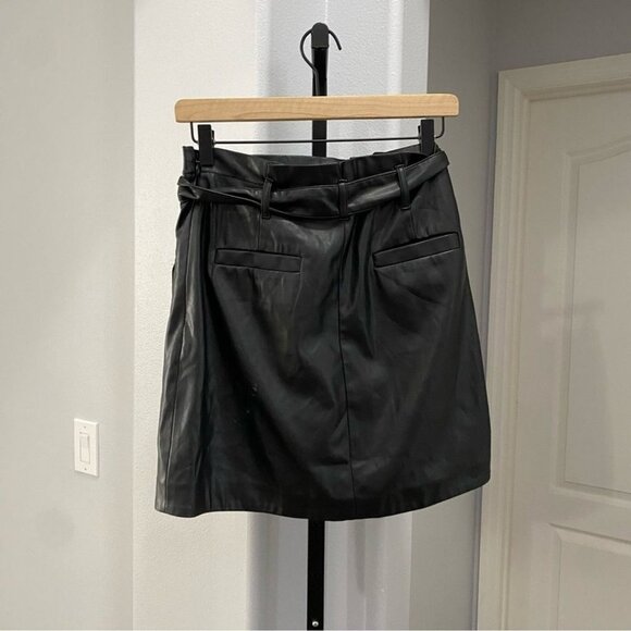 Marissa Webb Black Belted Mini Faux Leather Skirt Grunge Moto Size 4 Grunge • - Picture 8 of 9